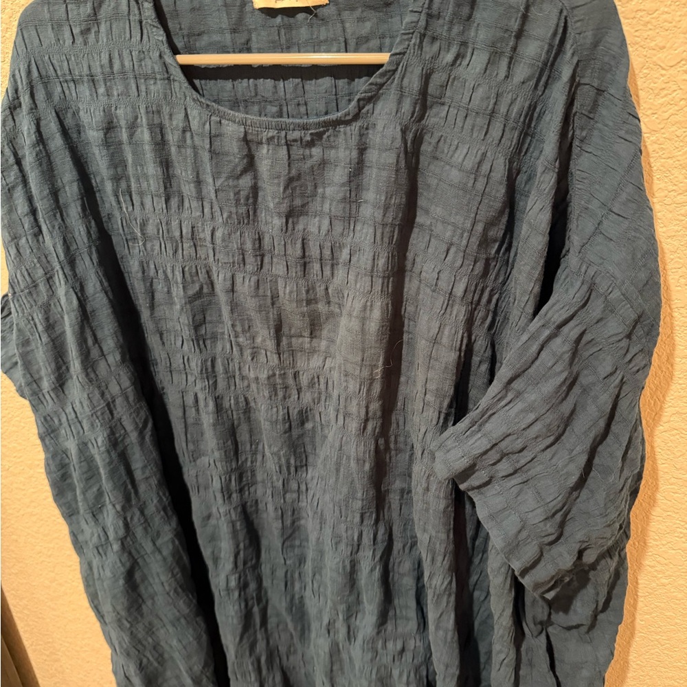 NATURAL LIFE Blue Textured Tunic Top